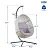 Large Hanging Egg Chair with Metal Stand and UV-Resistant Cushion