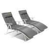 Adjustable Folding Chaise Lounge Chair with Pillow