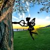 Angel on Branch Steel Silhouette – Metal Fairy Wall/Stake Décor
