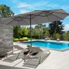 15' Double‑Sided Patio Umbrella – Twin Canopy with 48 Solar LEDs