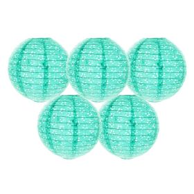 5 Pcs 8" Chinese Style Paper Lantern Hollow-out Decorative Hanging Lanterns for Wedding Party Christmas (Color: Blue)