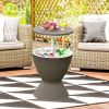 3-in-1 8-Gallon Patio Rattan Cooler Bar Table with Adjustable Ice Bucket