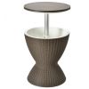 3-in-1 8-Gallon Patio Rattan Cooler Bar Table with Adjustable Ice Bucket