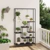 71" Tall 6-Tier Metal Plant Shelf with 10 Hanging Hooks