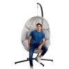 Large Hanging Egg Chair with Metal Stand and UV-Resistant Cushion