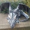 Outdoor Garden Big Squatting Dragon Sculpture – Gothic Dragon Guardian Statue