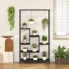 71" Tall 6-Tier Metal Plant Shelf with 10 Hanging Hooks