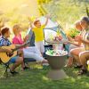 3-in-1 8-Gallon Patio Rattan Cooler Bar Table with Adjustable Ice Bucket