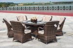 Grey Oval Patio Wicker 7 Piece Dining Set-Direct Wicker