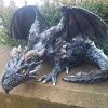 Outdoor Garden Big Squatting Dragon Sculpture – Gothic Dragon Guardian Statue
