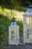 Wooden Hurricane Candle Lanterns – Set of 2 Decorative Holders