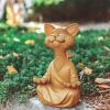 Whimsical Meditating Cat Sculpture – Buddha Cat