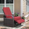 Outdoor Rattan Wicker Swivel Recliner Chair with 360° Rotation and Water-Resistant Cushion
