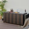 96 Gallon PE Wicker Outdoor Storage Box with Wheels