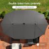 15' Double‑Sided Patio Umbrella – Twin Canopy with 48 Solar LEDs