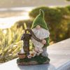 Cartoon Gnome Dwarf Statue with Solar Light – Waterproof Garden Figurine