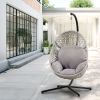 Large Hanging Egg Chair with Metal Stand and UV-Resistant Cushion