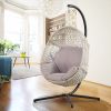 Large Hanging Egg Chair with Metal Stand and UV-Resistant Cushion