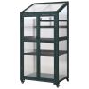 62" Tall Balcony Wood Greenhouse Cold Frame on Wheels