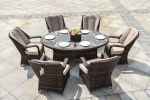 Grey Oval Patio Wicker 7 Piece Dining Set-Direct Wicker