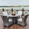 Direct Wicker Aluminum Wicker Round Outdoor Dining Set with Cushions – 5-Piece Set