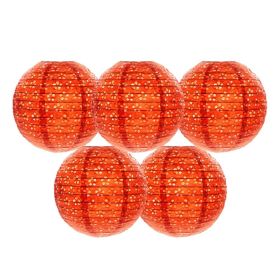 5 Pcs 8" Chinese Style Paper Lantern Hollow-out Decorative Hanging Lanterns for Wedding Party Christmas (Color: Orange)