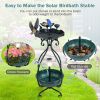 Outdoor Bird Bath Feeder with Flower Planter Pedestal & Solar Lights – Lotus Leaf Bowl