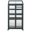 62" Tall Balcony Wood Greenhouse Cold Frame on Wheels
