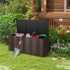 96 Gallon PE Wicker Outdoor Storage Box with Wheels