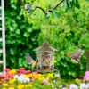 Hanging Gazebo Wild Bird Feeder – Outdoor Bird Seed Station with Large Capacity and 6 Feeding Ports